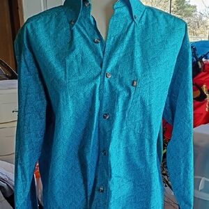 Teal Men's Paisley Button-Up Shirt